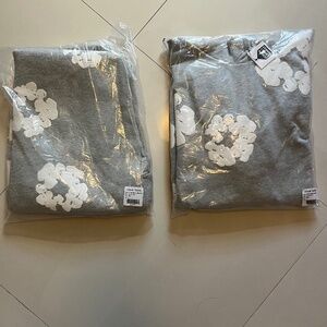 (2 Piece) Denim Tear - Gray/White Hoodie|Jogger|Short